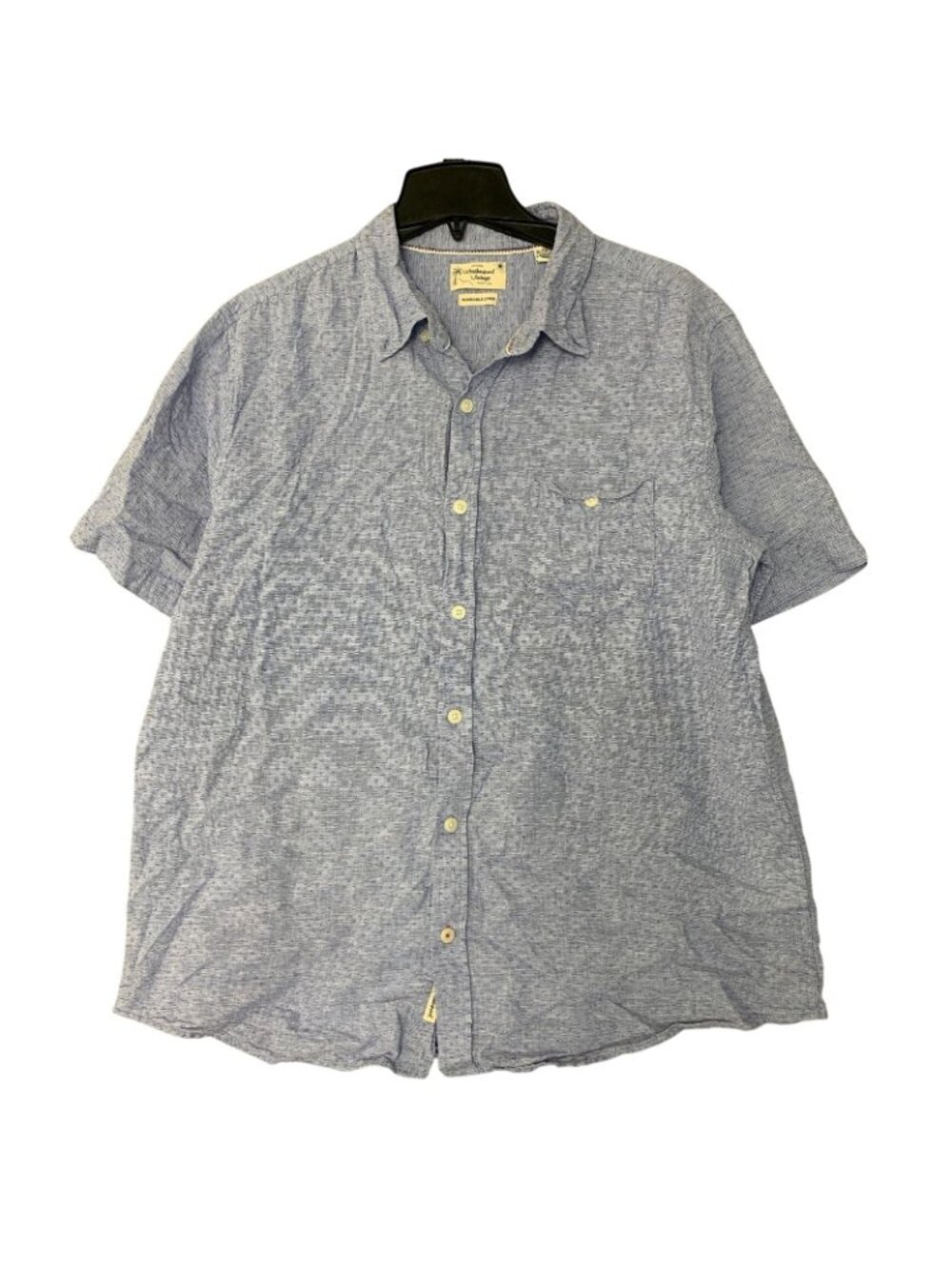 NWOT Weatherproof Vintage Men's XL Blue Washable Linen Blend Short Sleeve Shirt - Picture 4 of 10